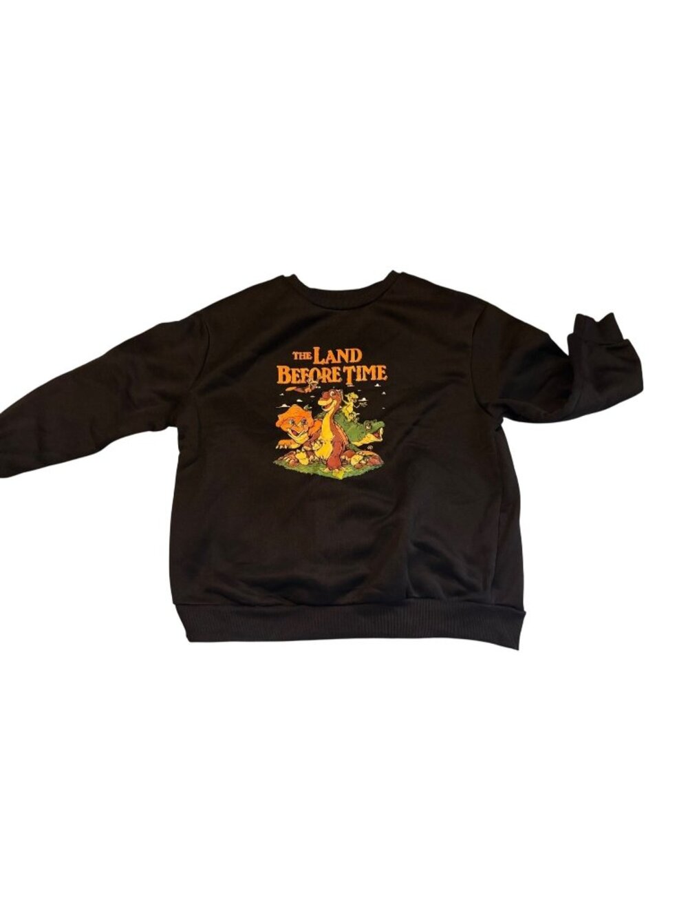 The Land Before Time Black Sweatshirt 1XL 100% Polyester Cartoon Graphic Design